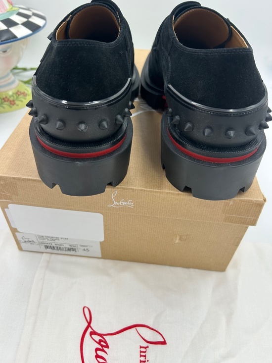 ****************Men’s Christian Louboutin Suede Lug Sole Loafers. Size 45/12 US. main image 4